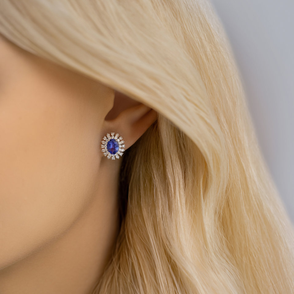 Diamond earrings with Tanzanite Fairytale Goddess