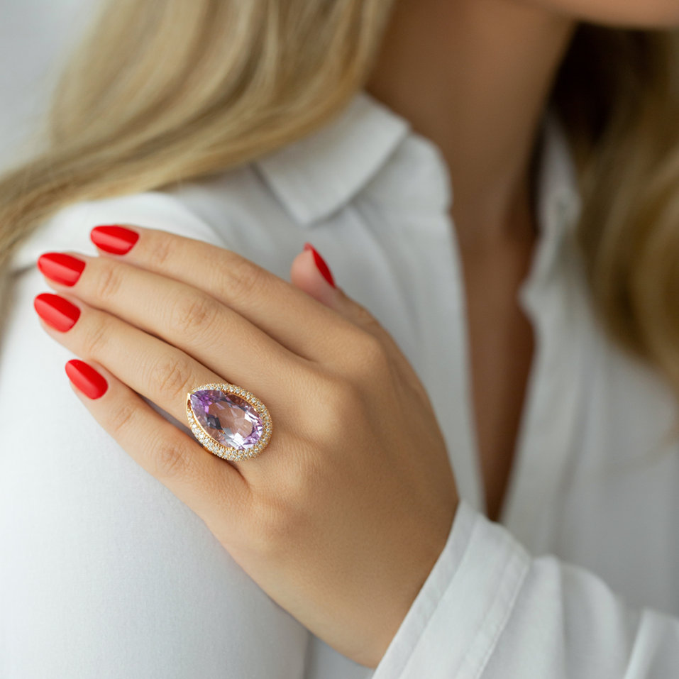 Diamond rings with Amethyst Pink Treasure