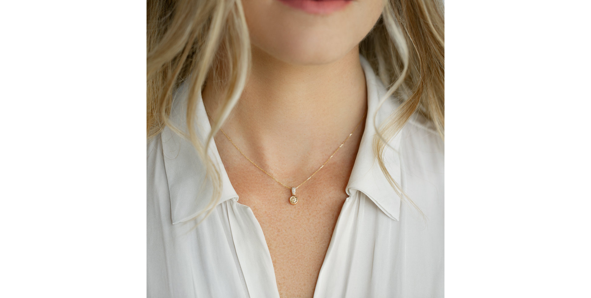 Pendant with brown and white diamonds Delicate Drop