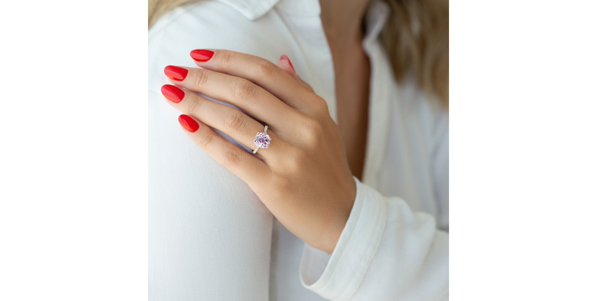 Diamond ring with Kunzite Buddy