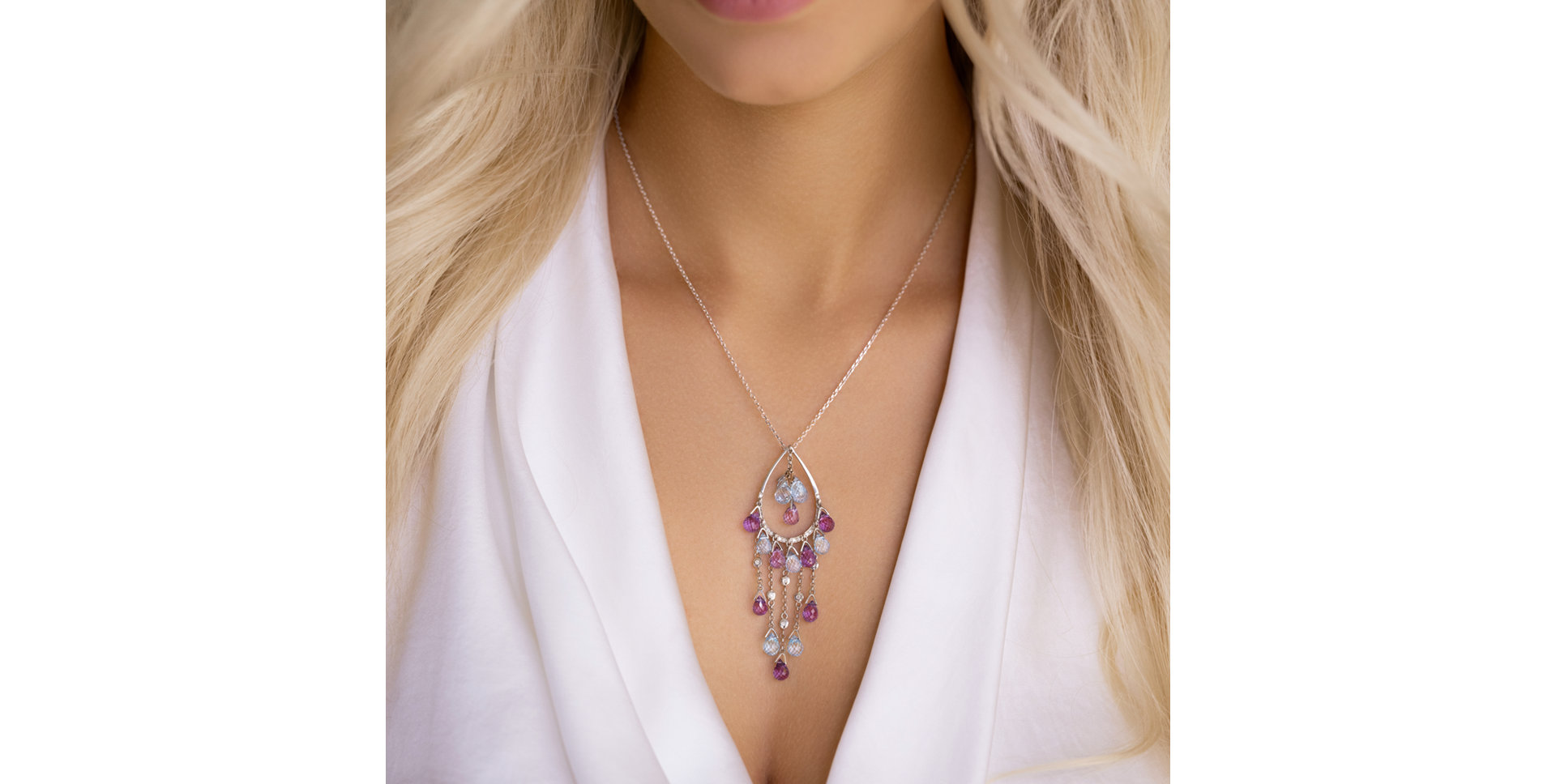 Diamond necklace with gemstones Cattaneo