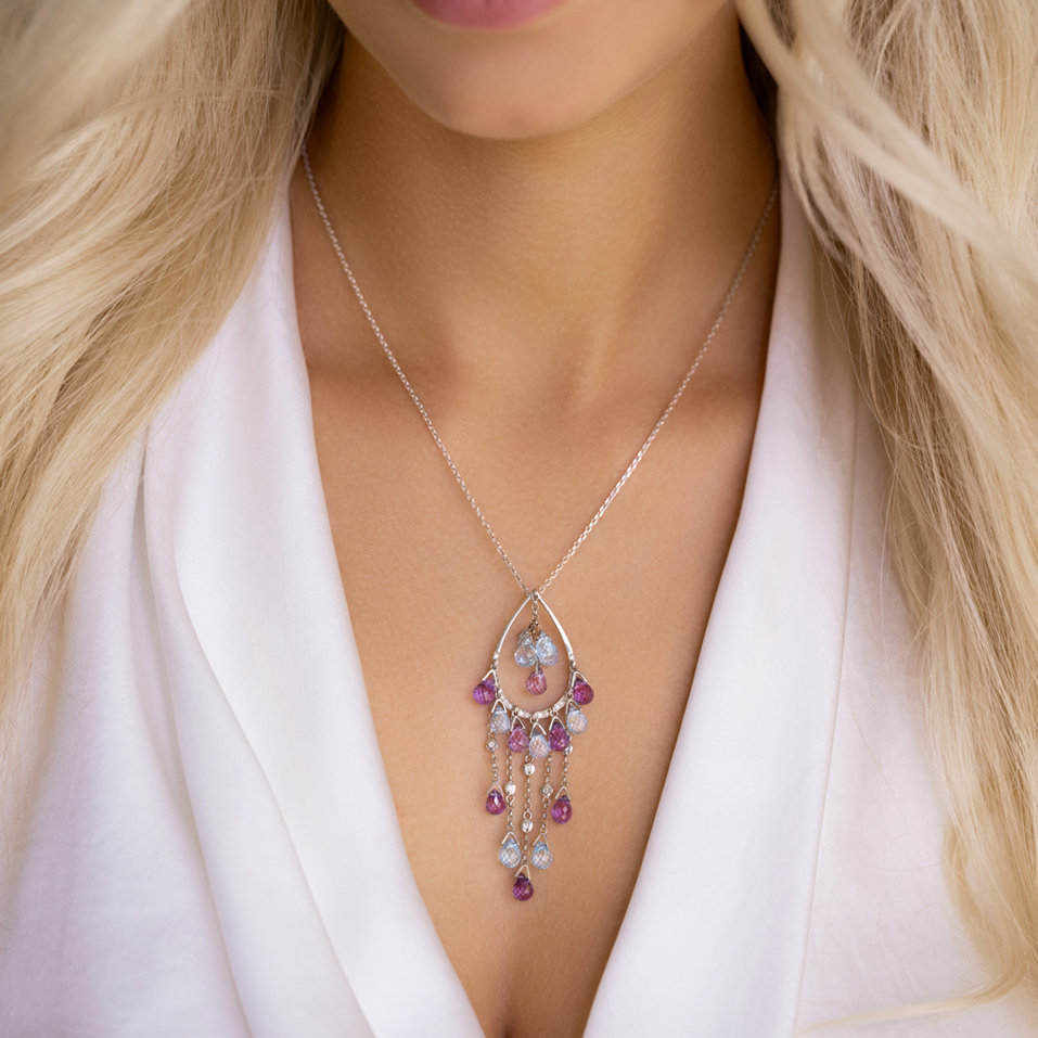 Diamond necklace with gemstones Cattaneo