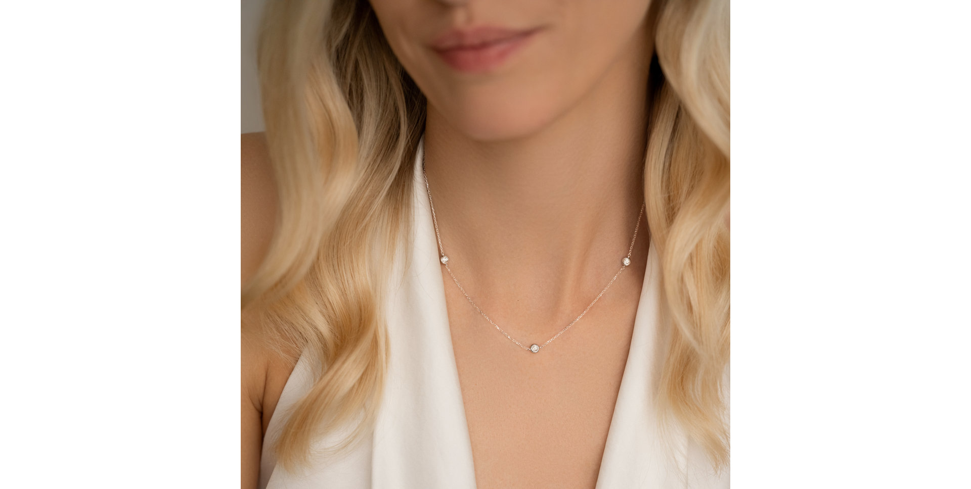 14ct yellow gold diamond necklace Sparkling Dots