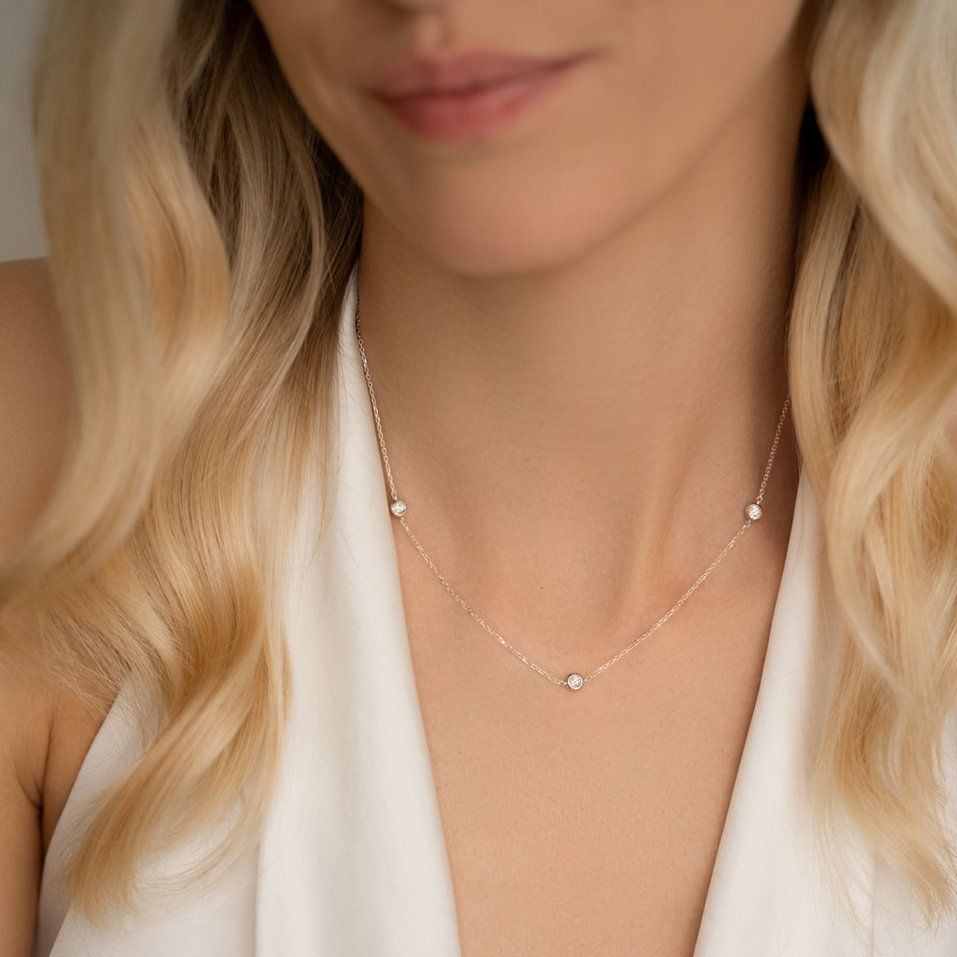 14ct yellow gold diamond necklace Sparkling Dots