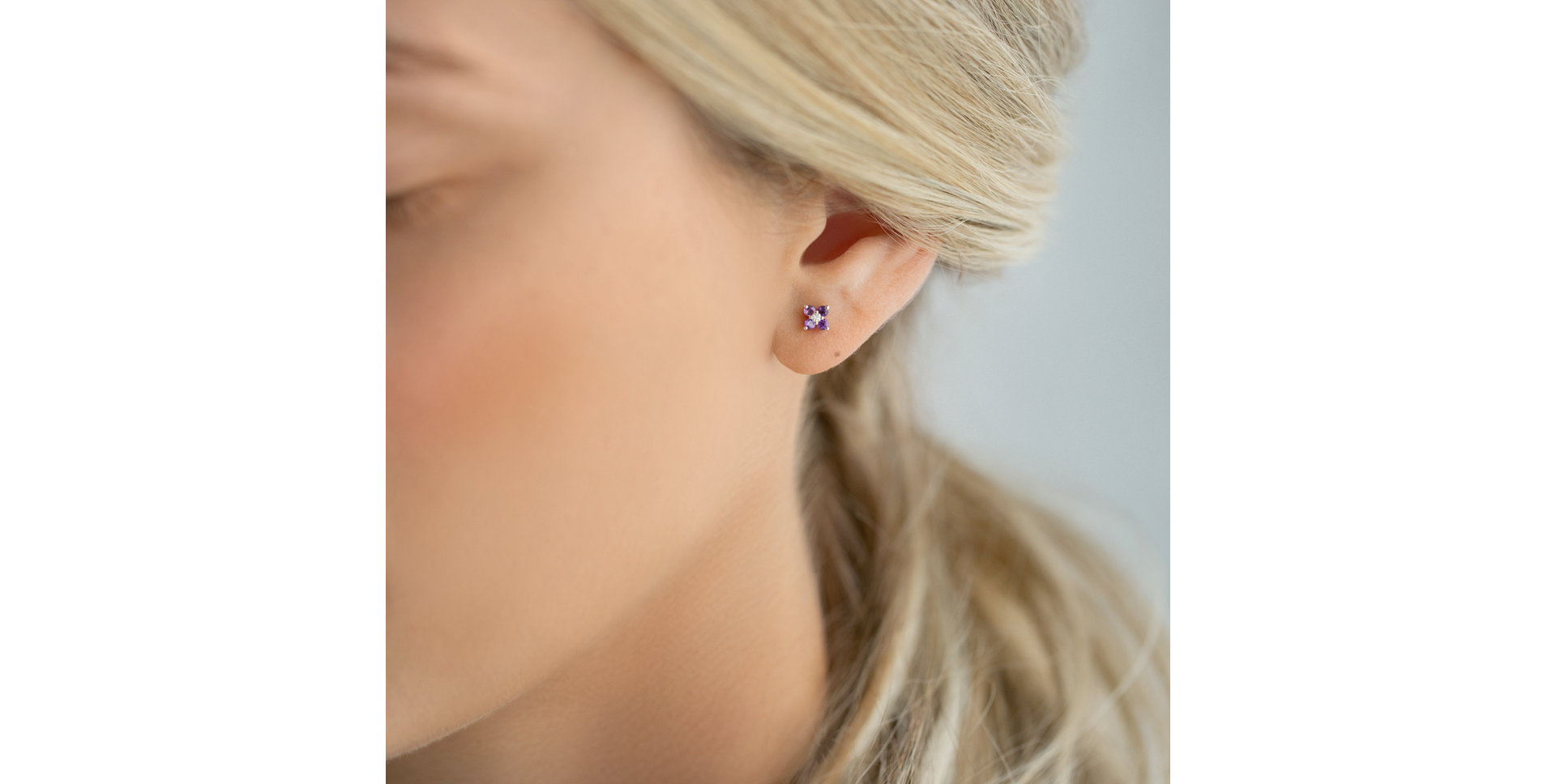 Diamond earrings with Ruby Divine Bloom