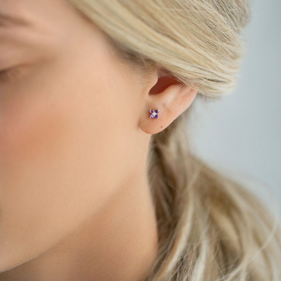 Diamond earrings with Ruby Divine Bloom