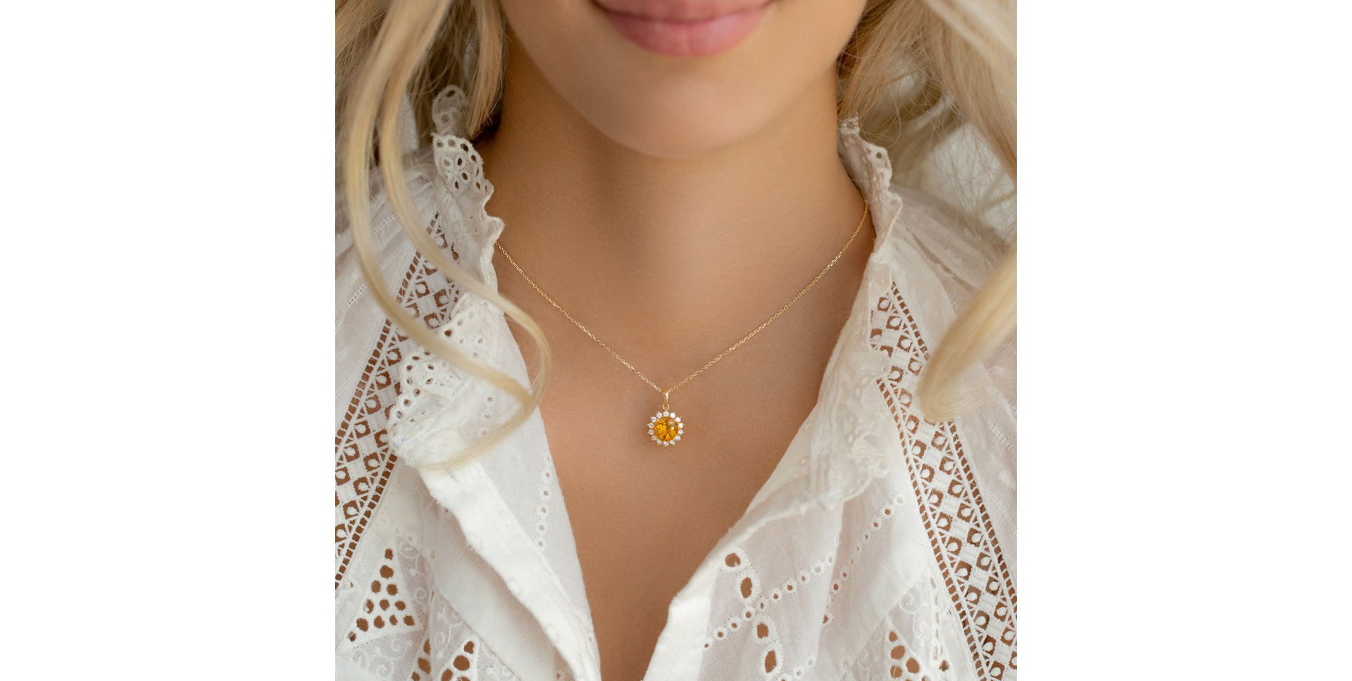 Diamond pendant with Citrine Lilac Flower