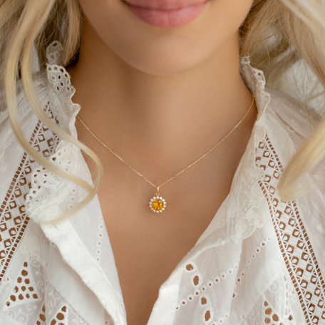 Diamond pendant with Citrine Lilac Flower