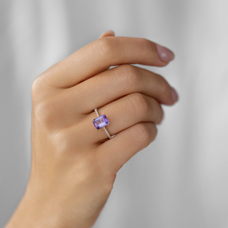 Diamond ring with Topaz Sky Perfect Promise