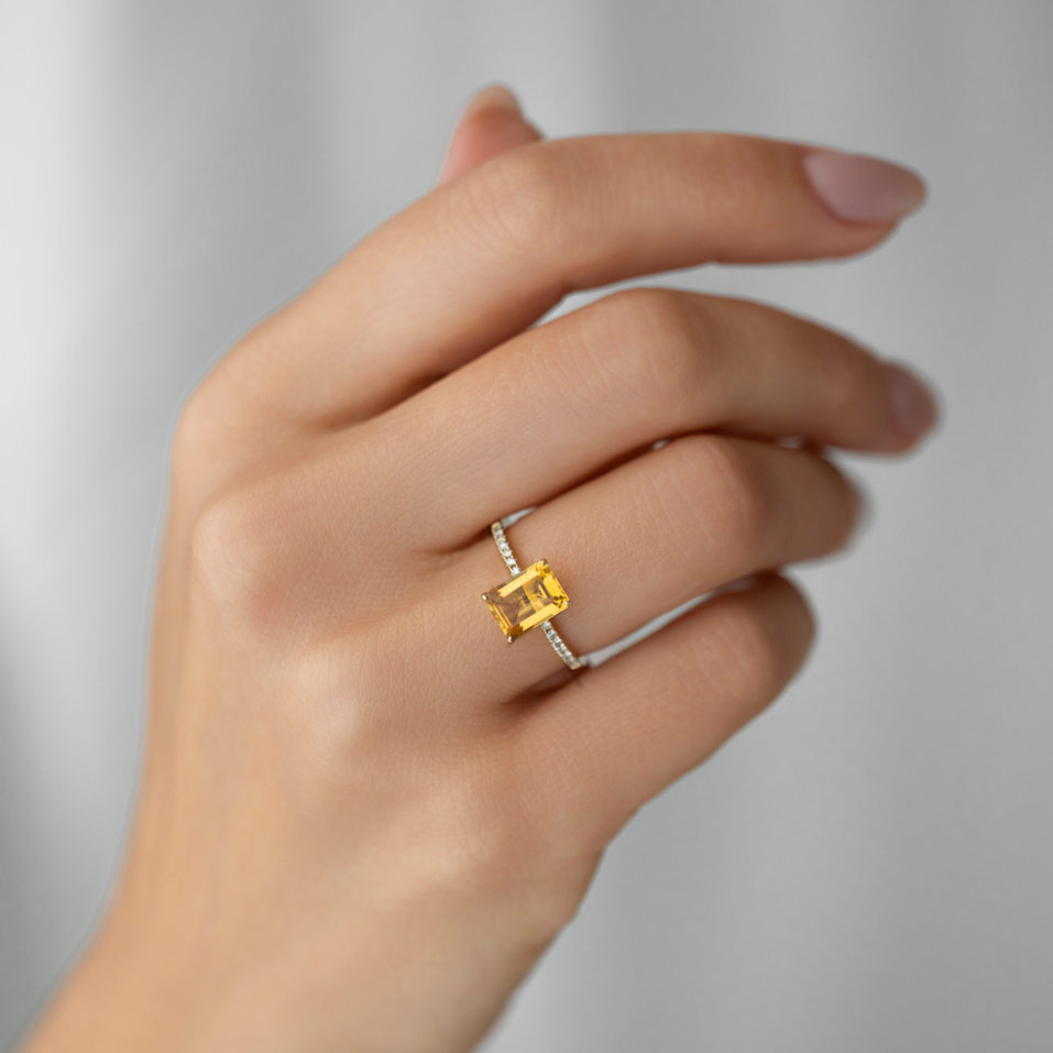 Diamond ring with Citrine Perfect Promise