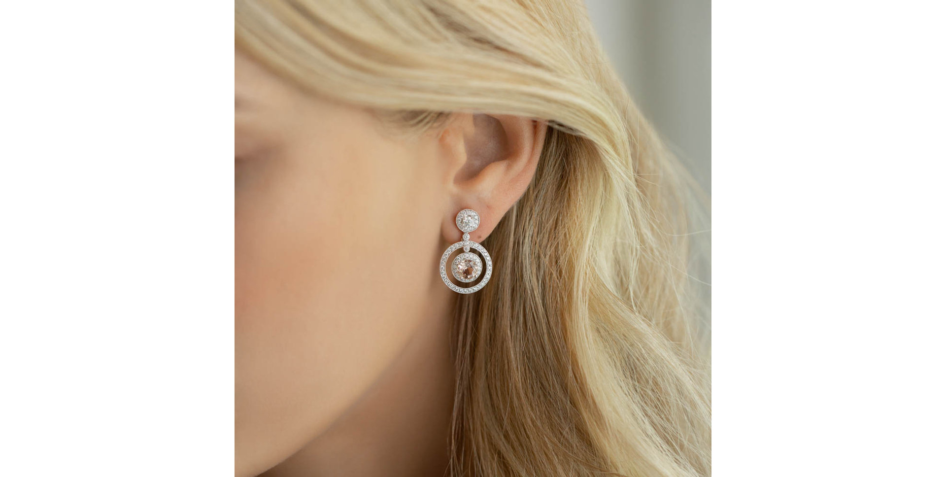 Diamond earrings with Morganite Barbarosa