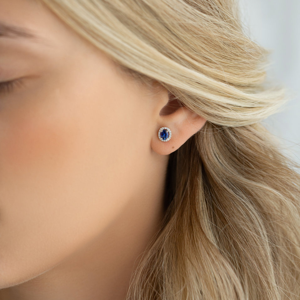 Diamond earrings with Sapphire Imperial Sapphire