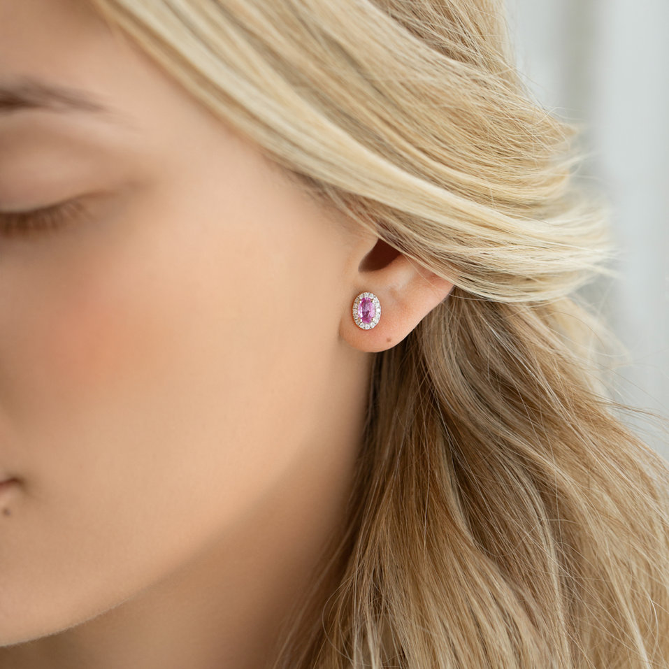 Diamond earrings with Sapphire Royal Sapphire