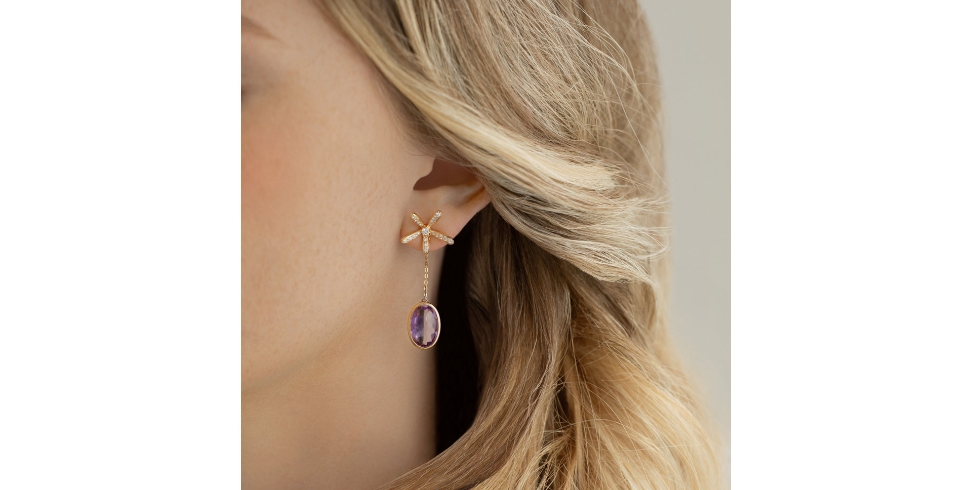 Diamond earrings with Topaz Kornelios