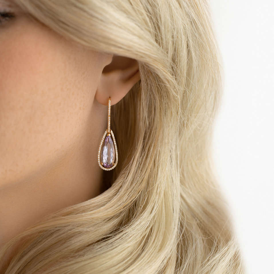 Diamond earrings with Amethyst Damianos