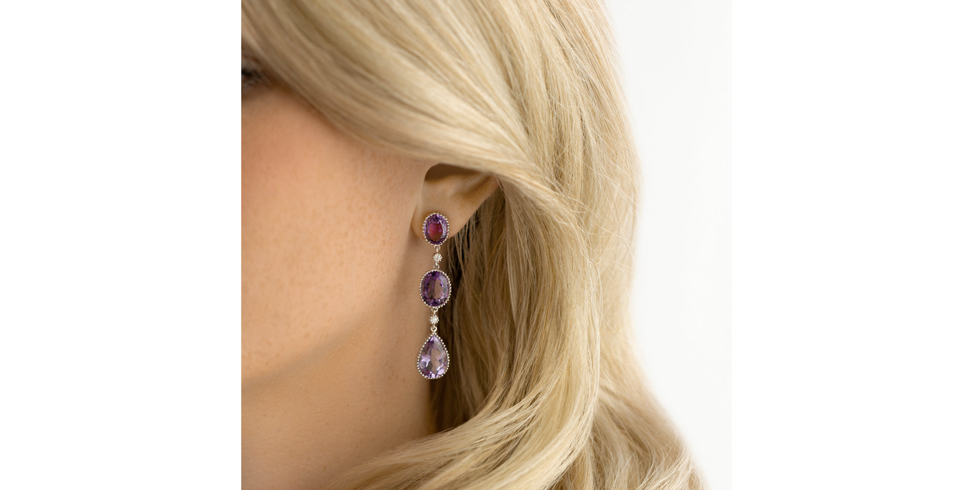 Diamond earrings with Amethyst Mathaios