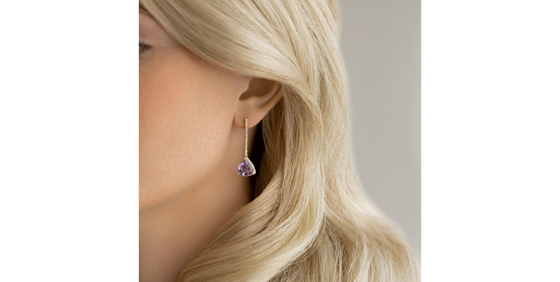 Diamond earrings with Amethyst Abbasid