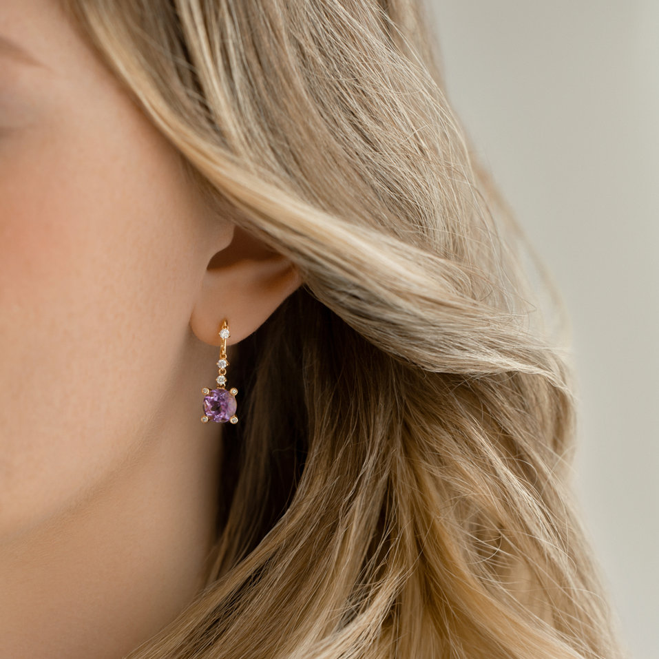 Diamond earrings with Amethyst Evgenia