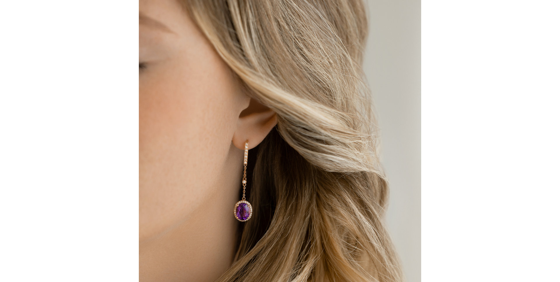 Diamond earrings with Amethyst Giulia