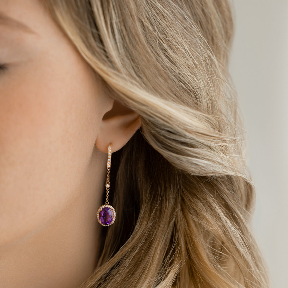 Diamond earrings with Amethyst Giulia