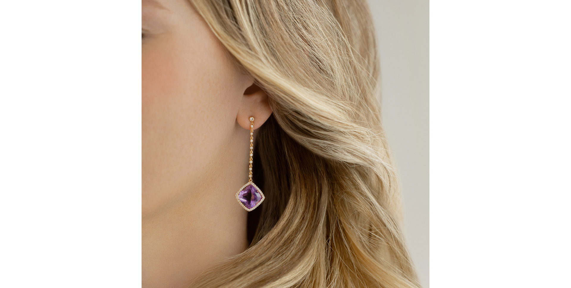 Diamond earrings with Amethyst Stylianos