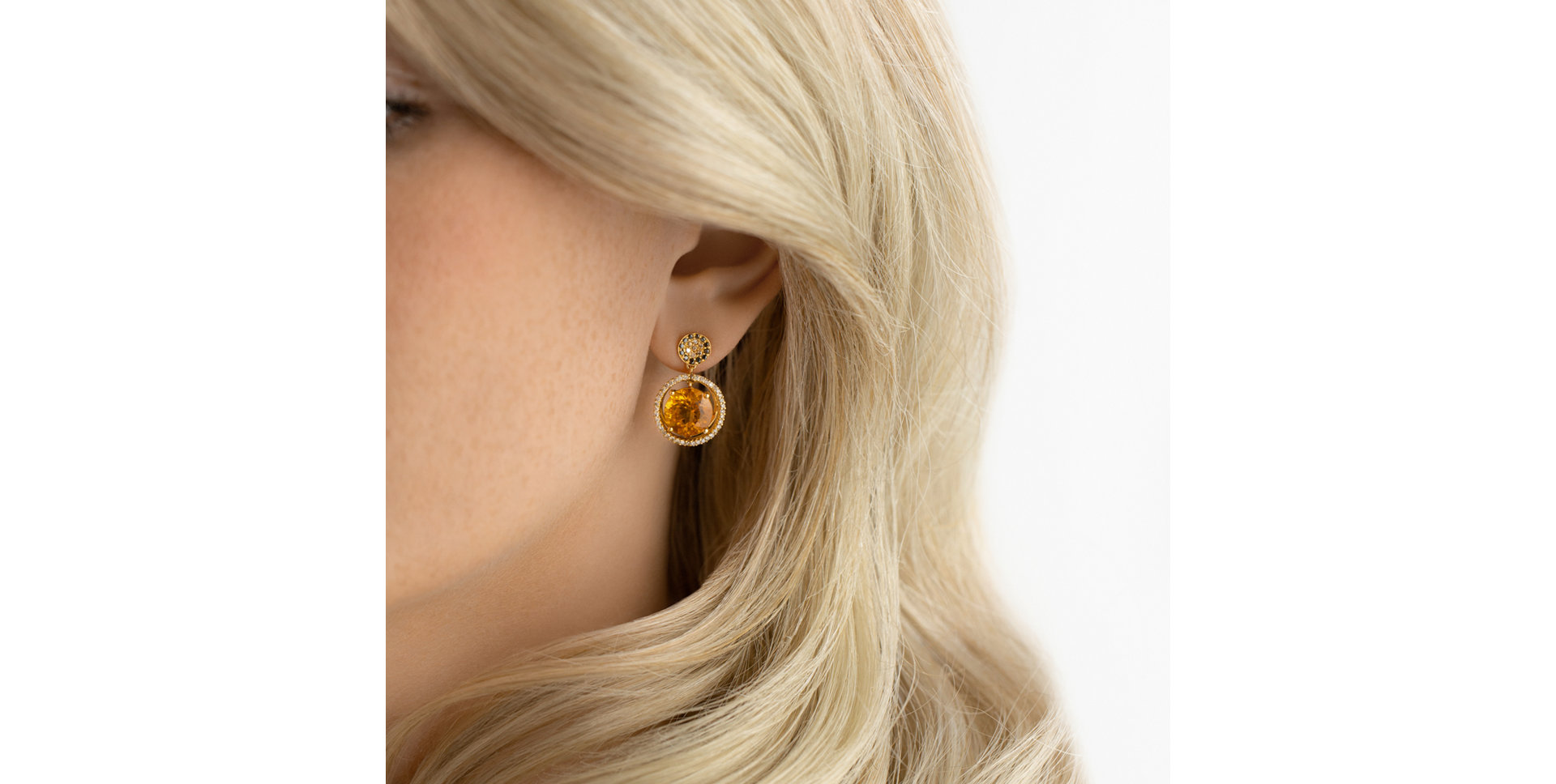 Earrings with brown and black diamonds and Citrine Bright Gismonda
