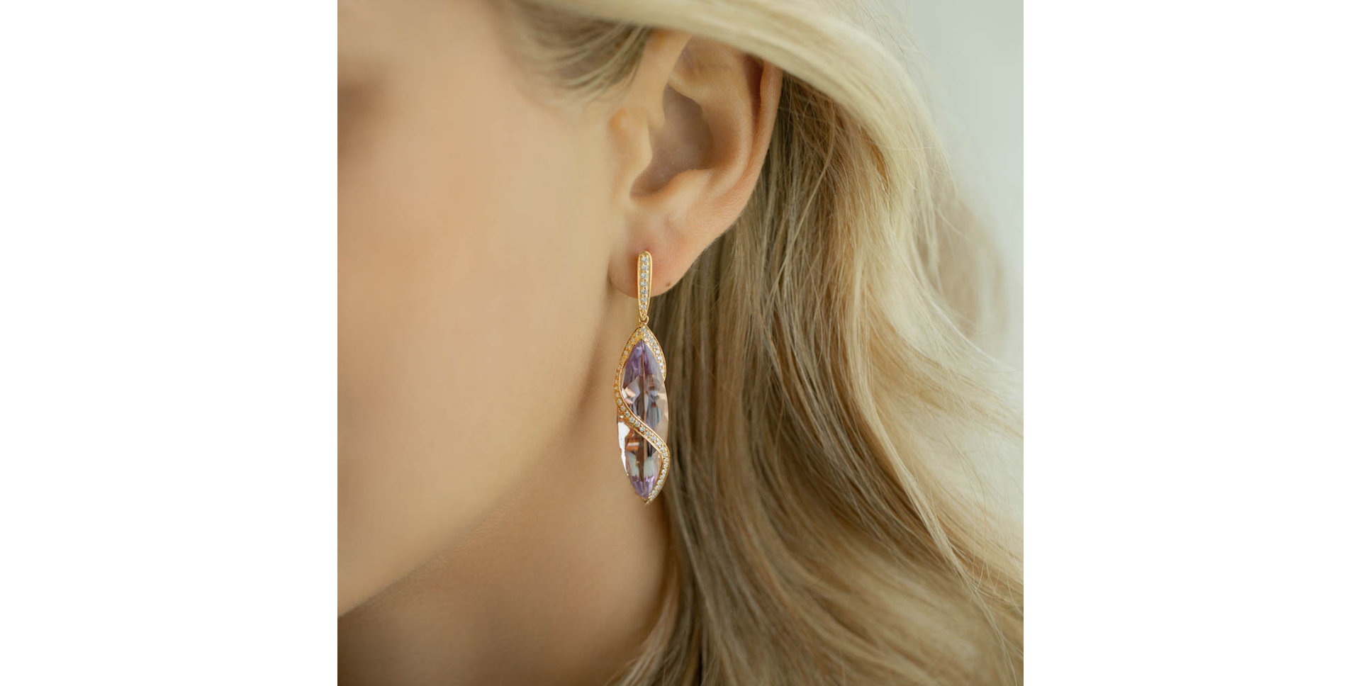 Diamond earrings with Amethyst Ptolemy