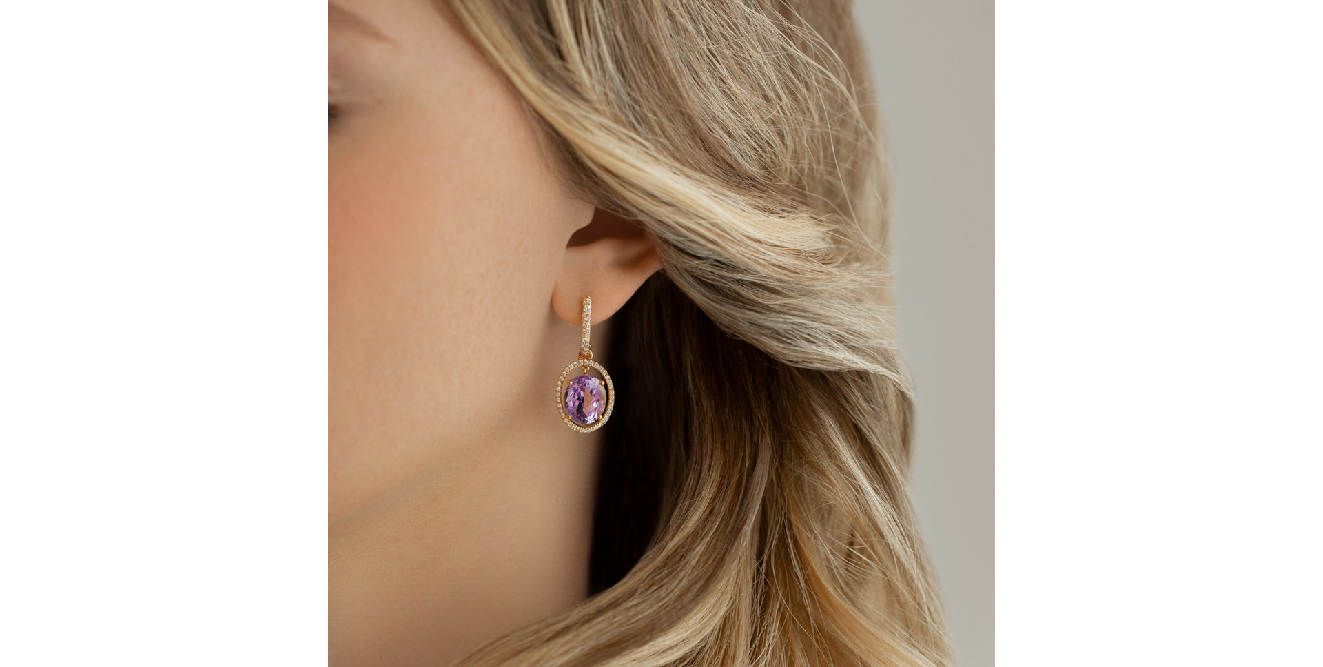 Diamond earrings with Amethyst Fabulous Appearance