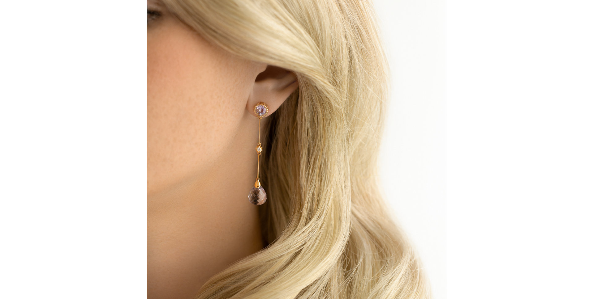 Diamond earrings with Amethyst Ophiuchus