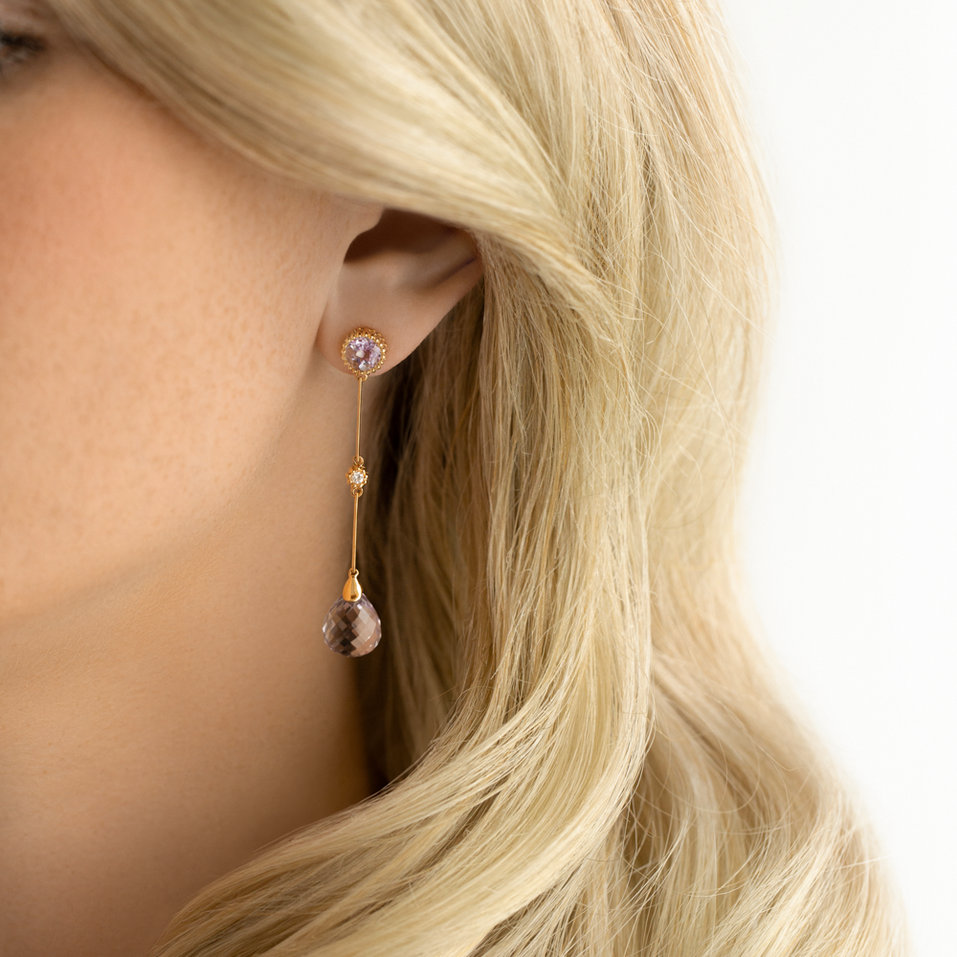 Diamond earrings with Amethyst Ophiuchus