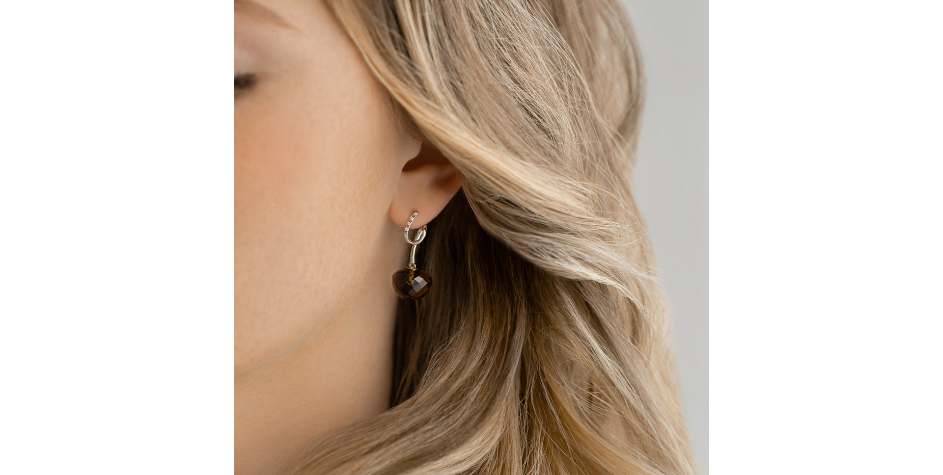 Diamond earrings with Quartz After Dark