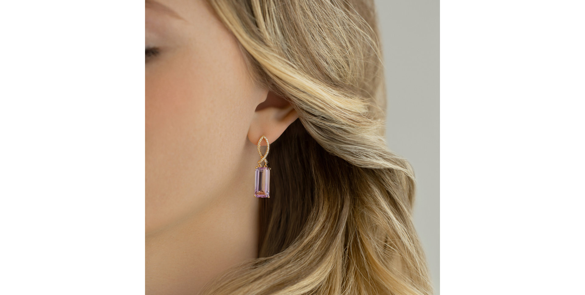 Diamond earrings with Amethyst Extraterrestrial Gem