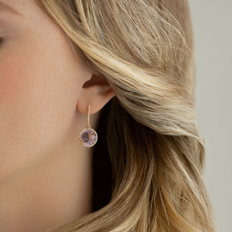 Diamond earrings with Amethyst Gianluca