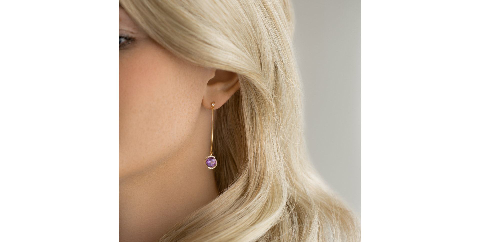 Diamond earrings with Amethyst Expecting Perfection
