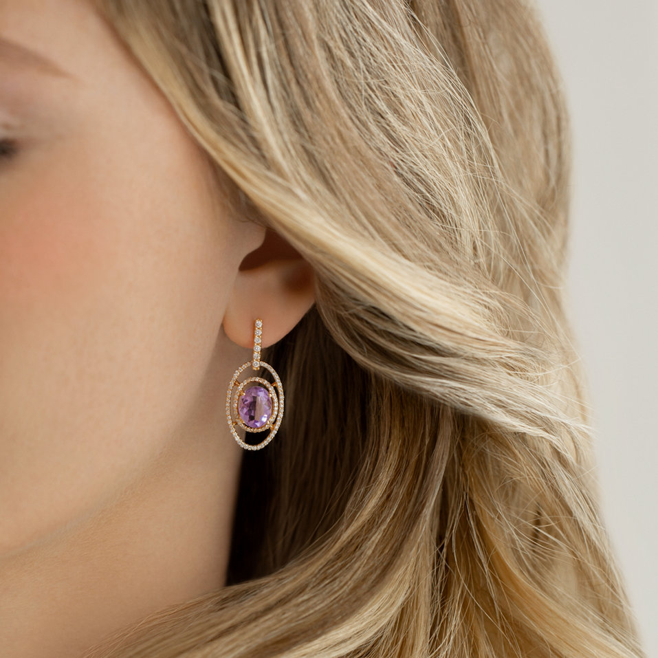 Diamond earrings with Amethyst Noemi