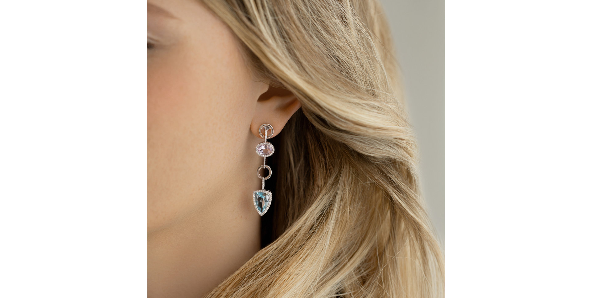 Diamond earrings, Amethyst and Topaz Folk Hero