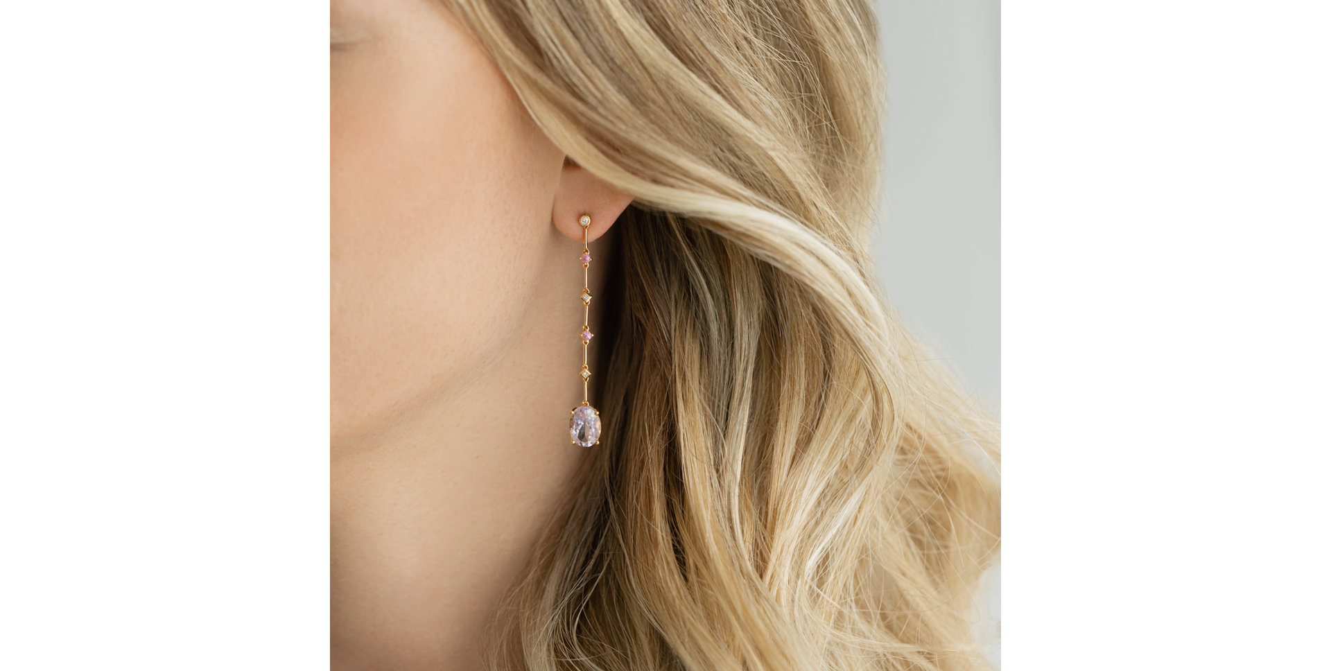 Diamond earrings, Amethyst and Sapphire Alaia