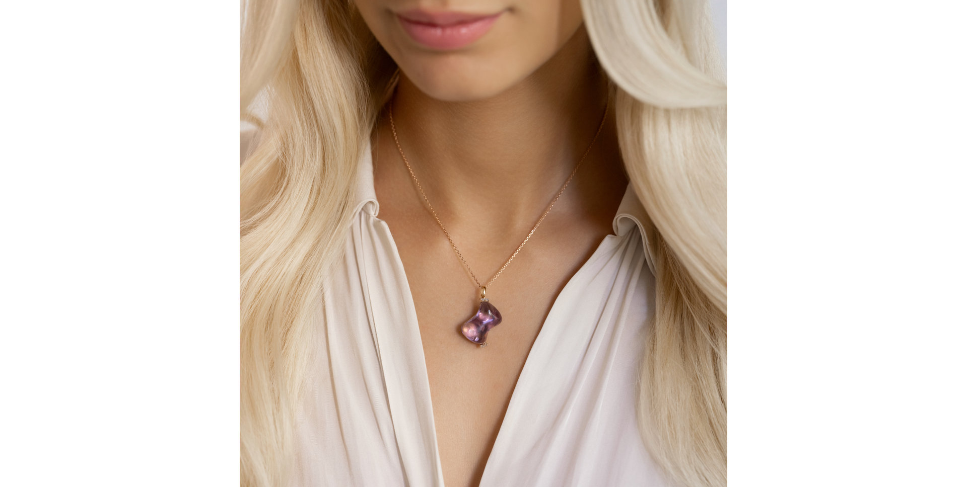 Diamond pendant with Amethyst Auriga
