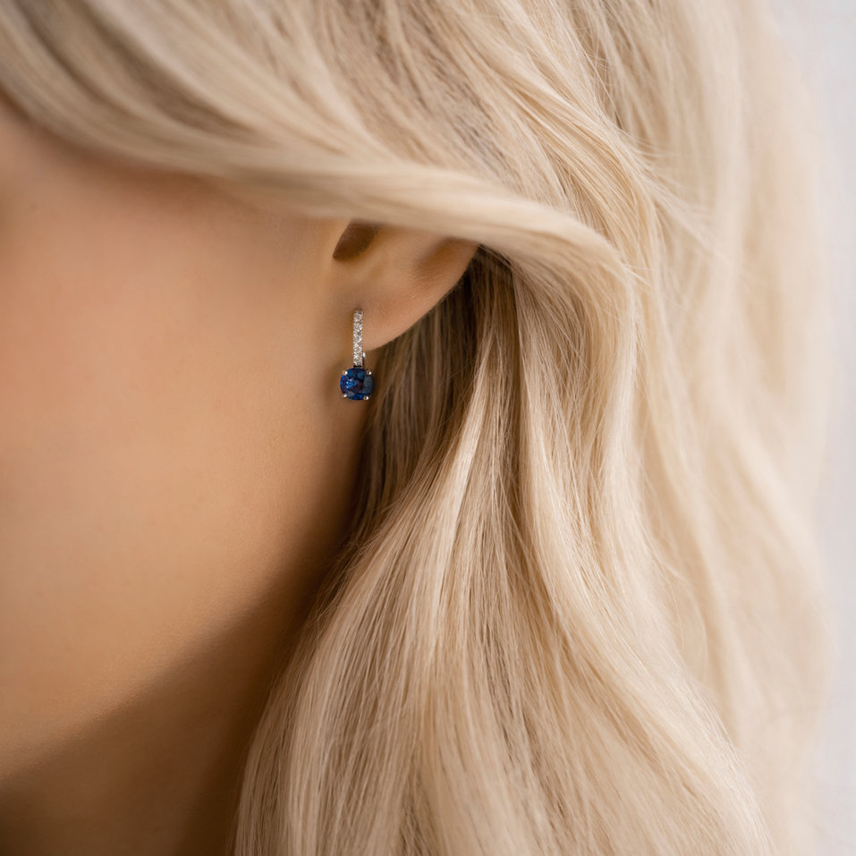 Diamond earrings with Sapphire Fairytale Gentility