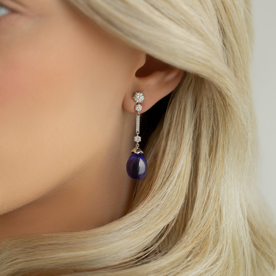 Diamond earrings with Tanzanite Kingdom of Sadness