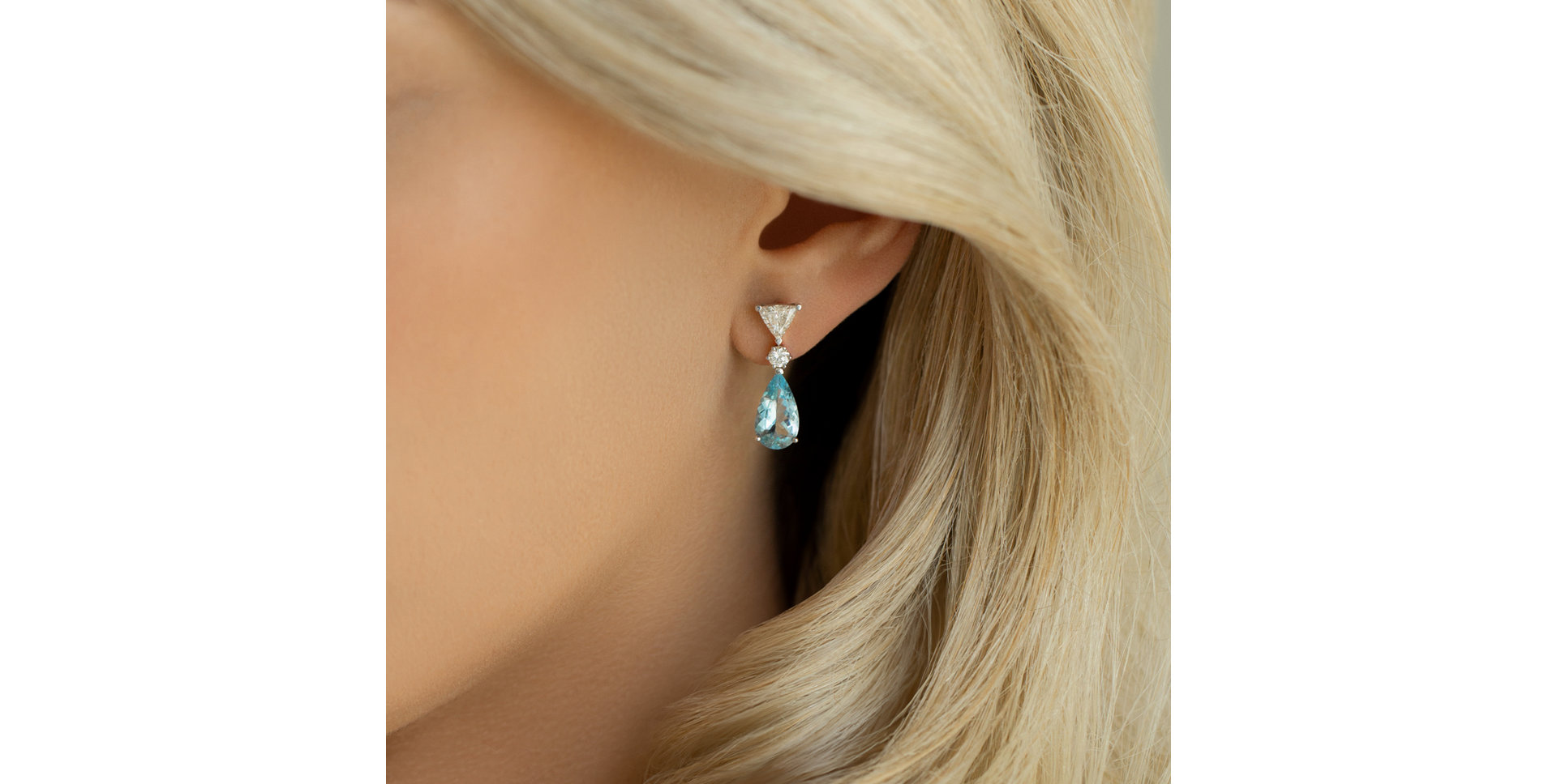 Diamond earrings with Aquamarine Aquamarine Tears