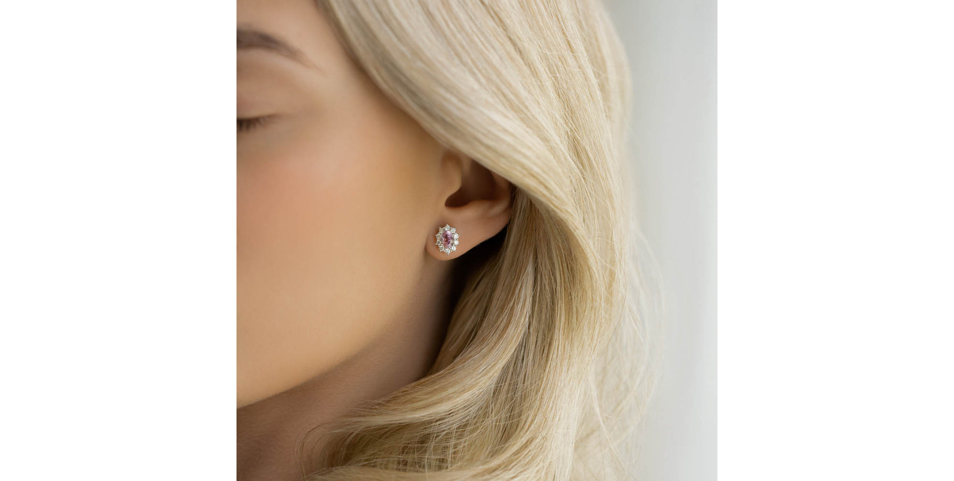 Diamond earrings with Kunzite Moon Witchery