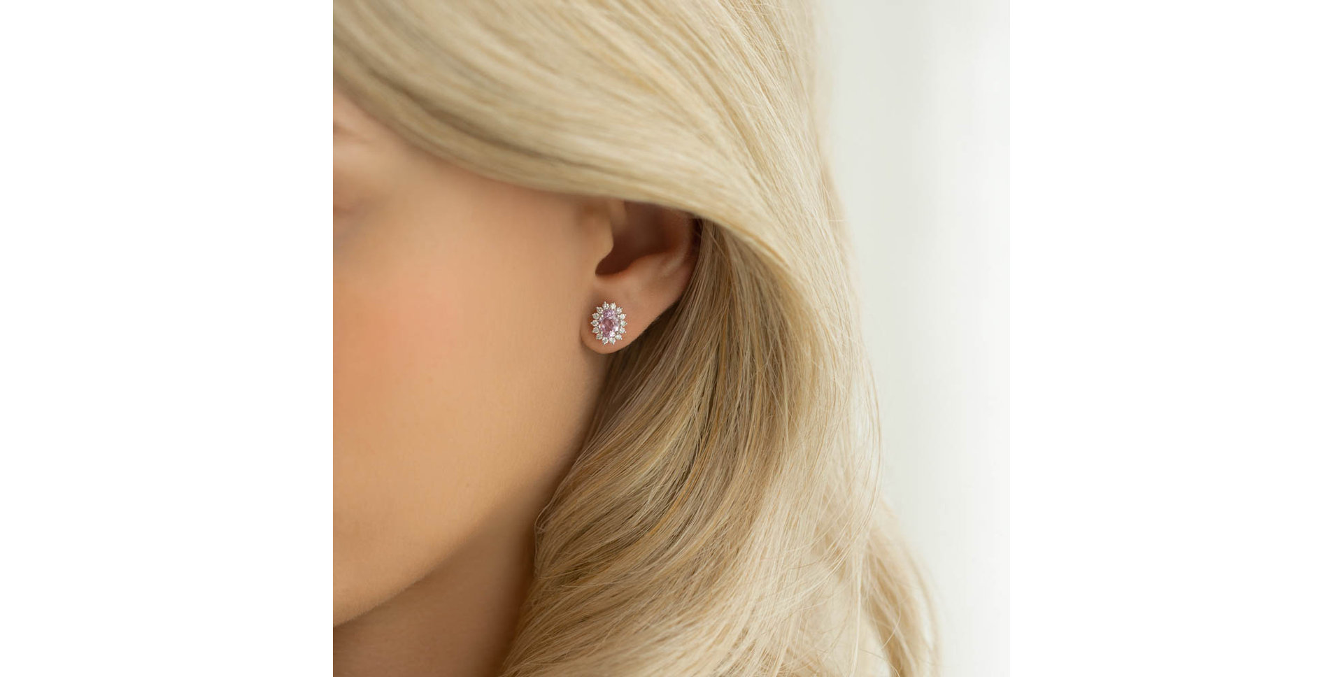 Diamond earrings with Kunzite Princess Sparkle