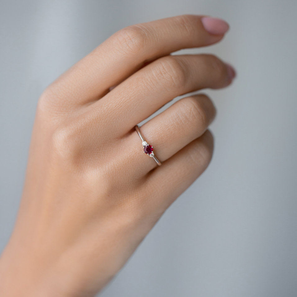 Diamond ring with Ruby Midnight Serenity