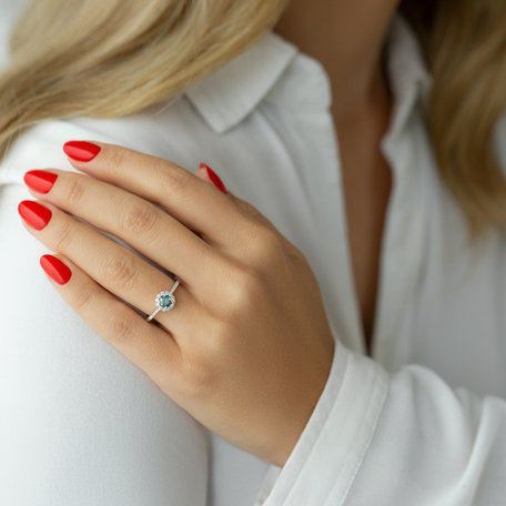 Ring with blue diamonds and white diamonds Dream Sparkle