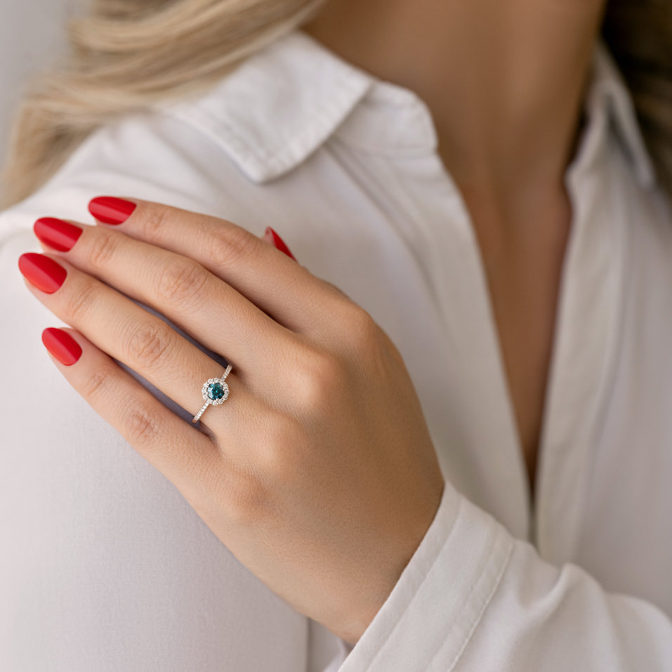 Ring with blue diamonds and white diamonds Dream Sparkle