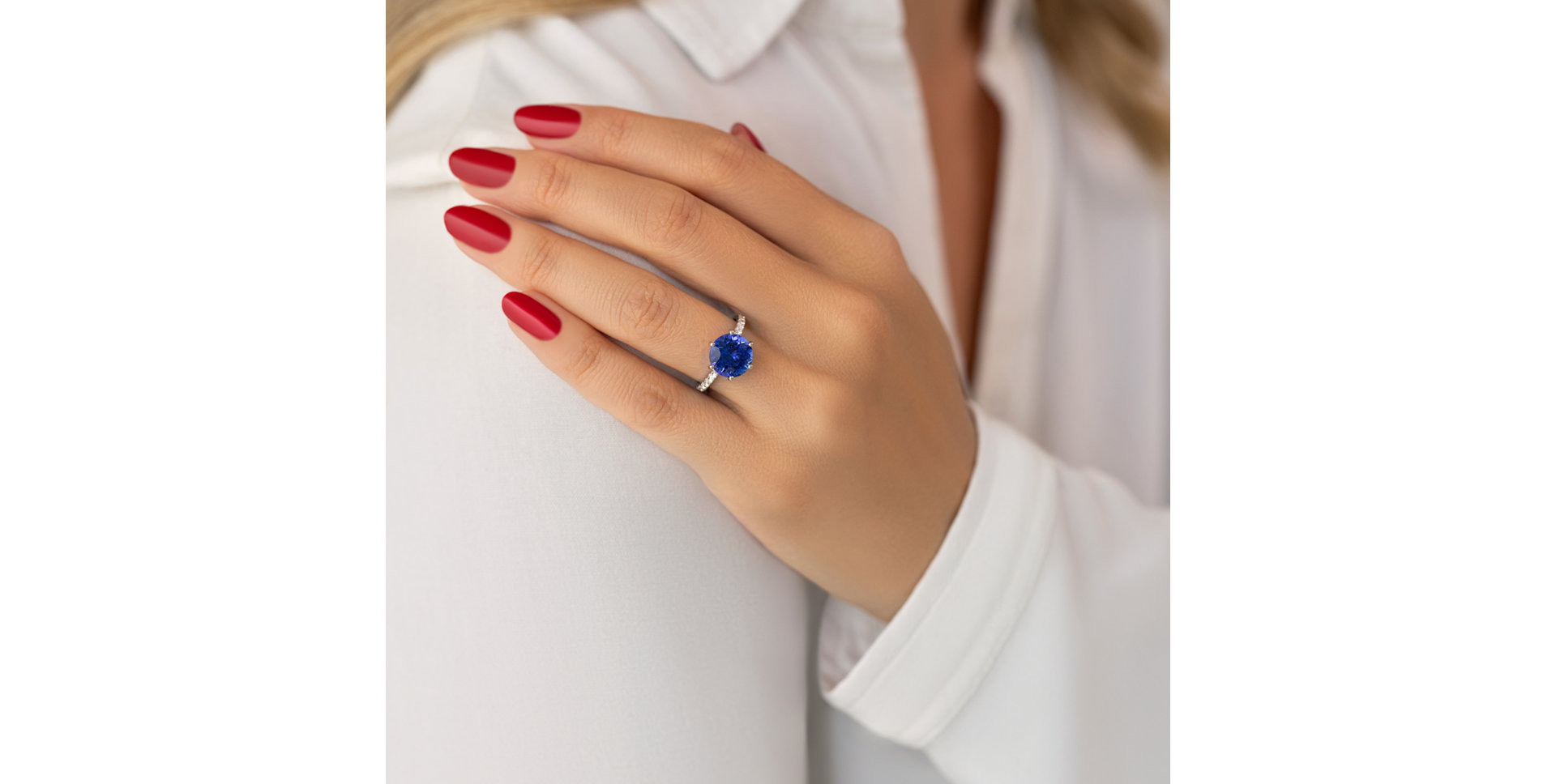 14ct white gold diamond ring with Tanzanite Eternal Love