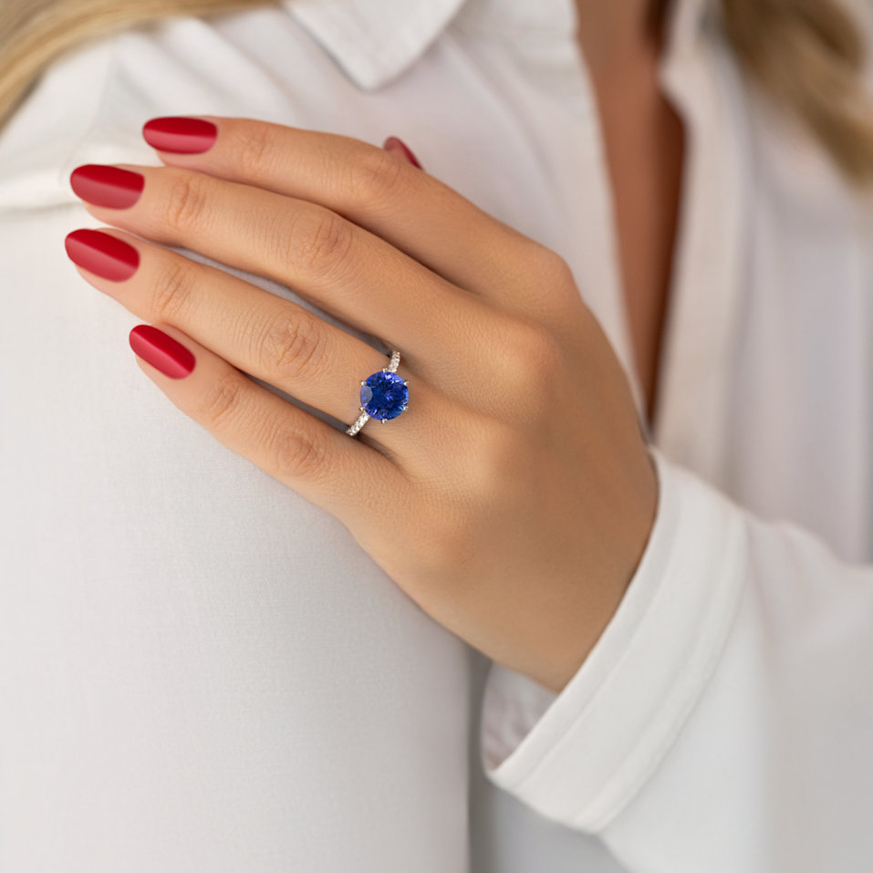 14ct white gold diamond ring with Tanzanite Eternal Love