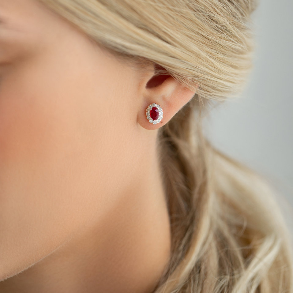 Diamond earrings with Sapphire Glamour Princess