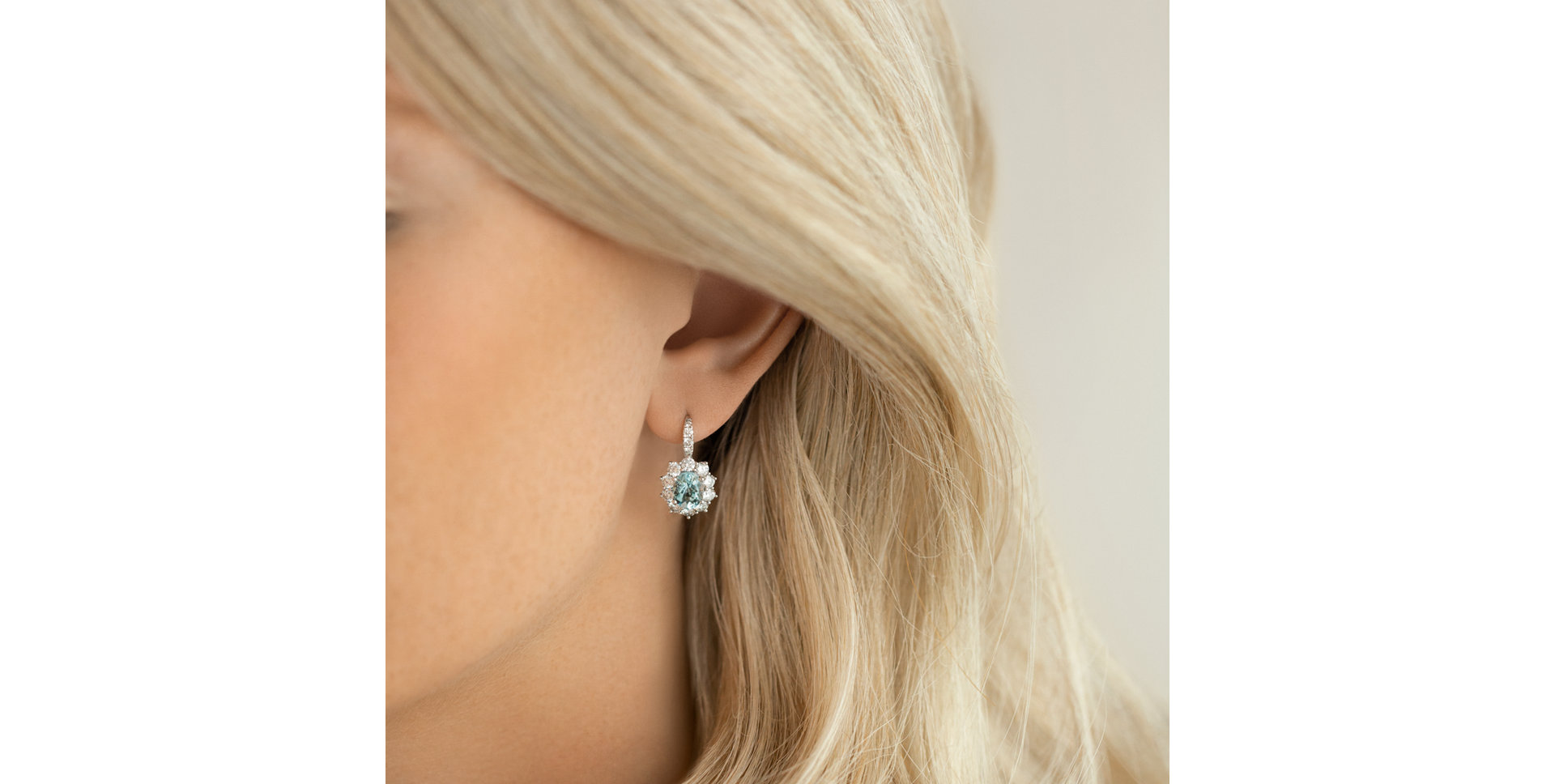Diamond earrings with Aquamarine Blue Empire